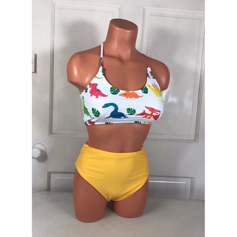 SHEIN Dinosaur Bikini Swimsuit Womens Small NEW